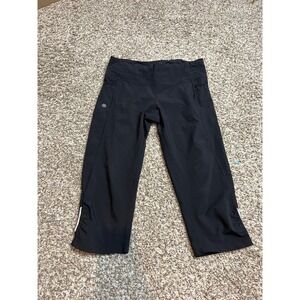 Athleta Leggings Womens S Black Capri Reflective Pockets Running Yoga Training